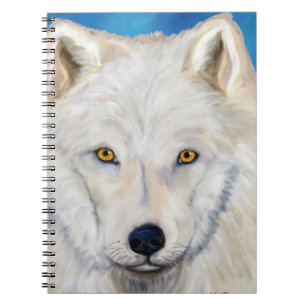 Caderno Espiral Retrato de Lobo Branco