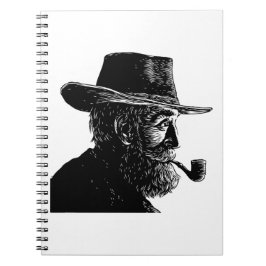 Caderno Espiral Retrato de Pontos e Linhas: Velho Sábio Fumando um