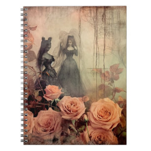 Caderno Espiral Retrato de Rosa Vitoriana Gótica Escura