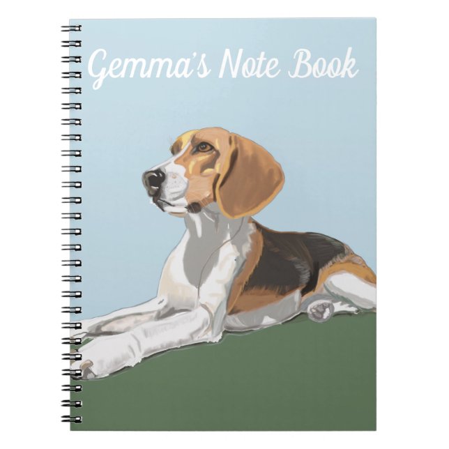 Caderno Espiral Retrato de um Beagle de Recirculação (Frente)