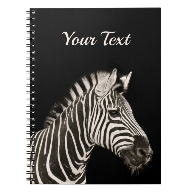Caderno Espiral Retrato de Zebra Cachorro em Nome Personalizado Ne (Frente)