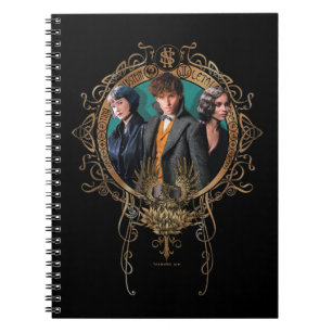 Caderno Espiral Retrato do ouro Newt, Tina e Leta Art Deco