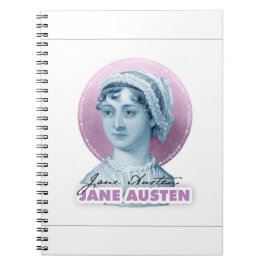 Caderno Espiral Retrato e assinatura de Jane Austen rosa