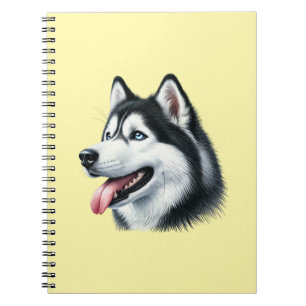 Caderno Espiral Retrato em Aquarela de Husky Siberiano