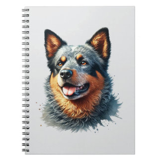 Caderno Espiral Retrato em Aquarela do Pastor Alemão 