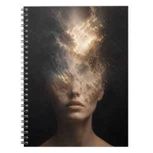 Caderno Espiral Retrato Facial Etéreo Dissolvendo Espírito Surre