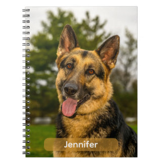 Caderno Espiral Retrato Feliz do Cão Pastor Alemão