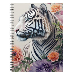 Caderno Espiral Retrato Floral Branco Tiger