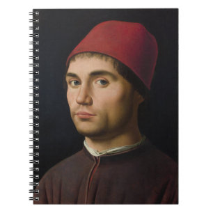 Caderno Espiral Retrato Homem Antonello Messina pintura de arte vi