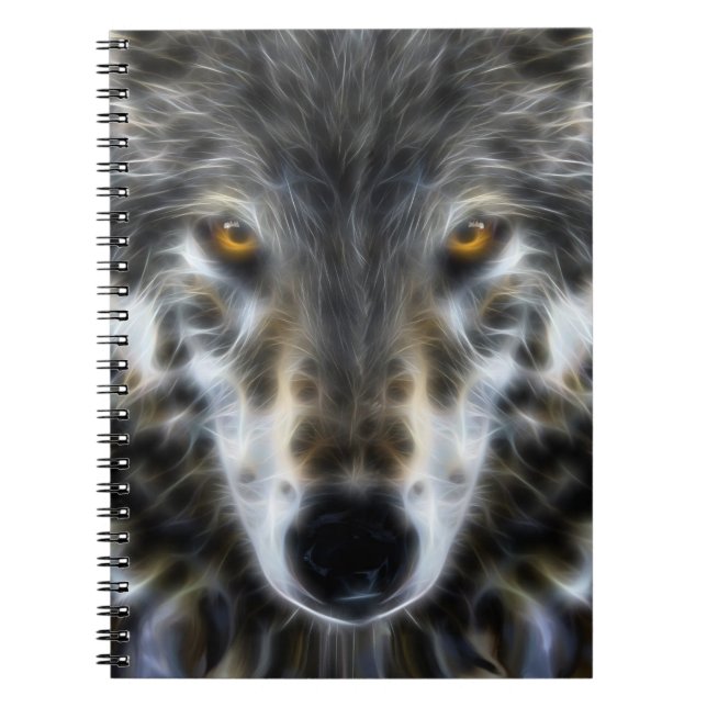 Caderno Espiral Retrato Inspirativo Woodland Wolf (Frente)