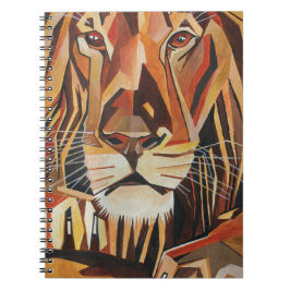 Caderno Espiral Retrato Lion Em Estilo Geométrico De Arte