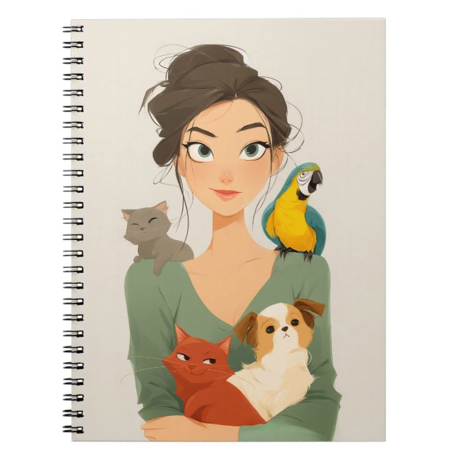 Caderno Espiral Retrato Louco de Pet Lover (Frente)