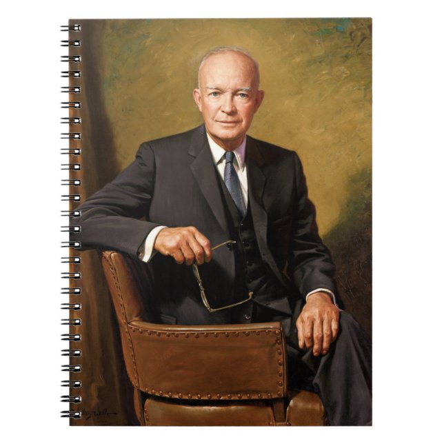 Caderno Espiral Retrato oficial de Dwight Eisenhower na Casa Branc (Frente)