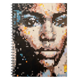 Caderno Espiral Retrato Pixel Ousado em Tons Vibrantes