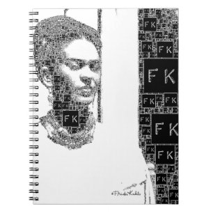 Caderno Espiral Retrato preto e branco de Frida Kahlo