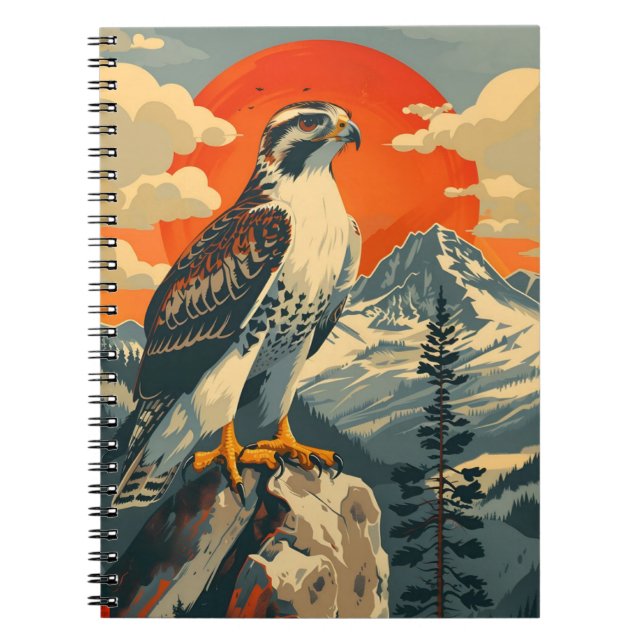 Caderno Espiral Retrato Vintage do americano Goshawk (Frente)