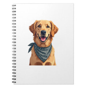 Caderno Espiral Retrato Vintage do Golden Retriever com Faixa Colo