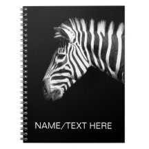 Retrato Zebra em Nome ou Texto Personalizado Preto
