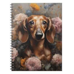 Caderno Espiral Retratos de Raça de Cachorro Flor 1