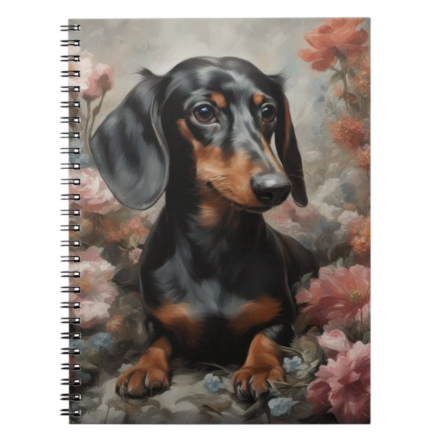 Caderno Espiral Retratos de Raça de Cachorro Flor 10 (Frente)