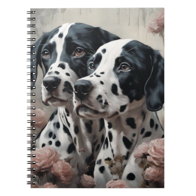Caderno Espiral Retratos de Raça de Cachorro Flor 4 (Frente)