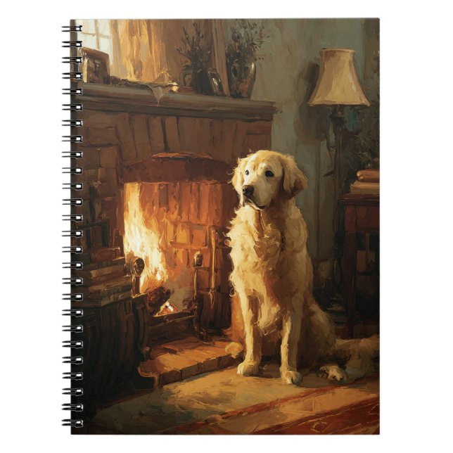 Caderno Espiral Retriever de ouro pelo notebook Hearth (Frente)