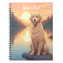 Caderno Espiral Retriever de ouros em lago