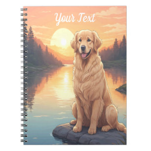 Caderno Espiral Retriever de ouros em lago