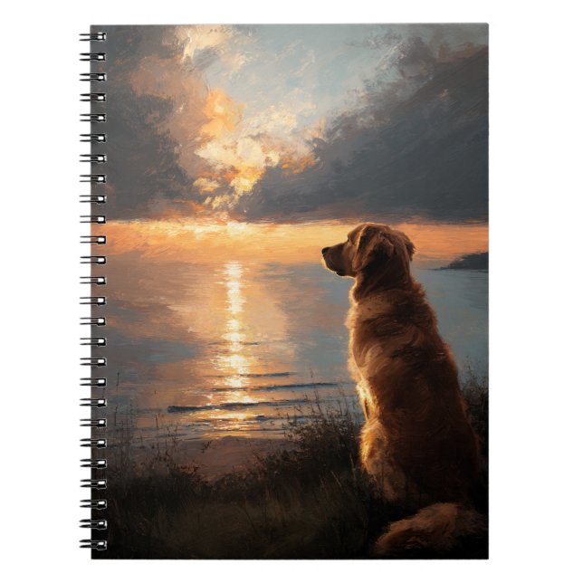 Caderno Espiral Retriever de ouros pelo notebook marítimo (Frente)