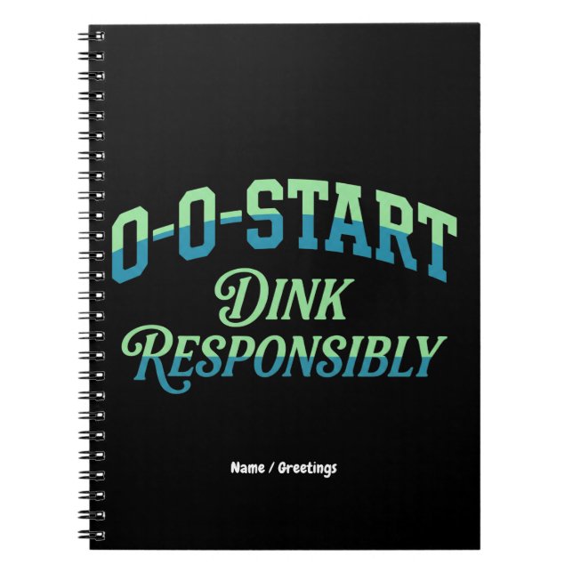 Caderno Espiral Retro 0-0-Start Court Aesthetic Minimal Pickleball (Frente)