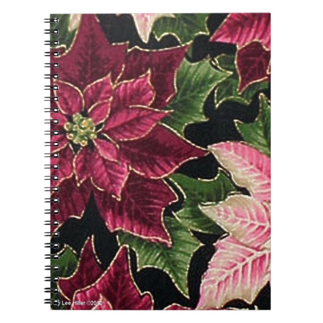 Caderno Espiral Retro 50 Poinsettia Burgundy Rosa (Frente)