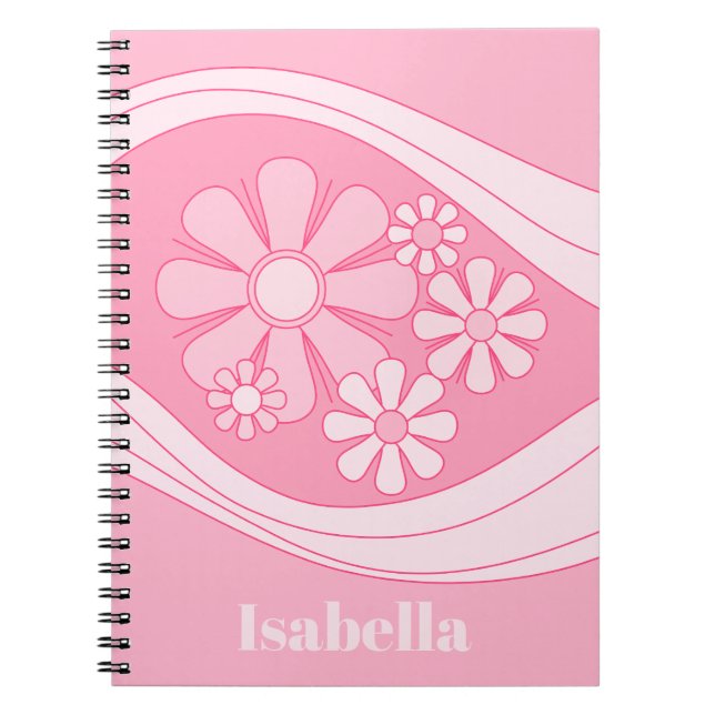 Caderno Espiral Retro 60s Cor-de-rosa personalizado (Frente)