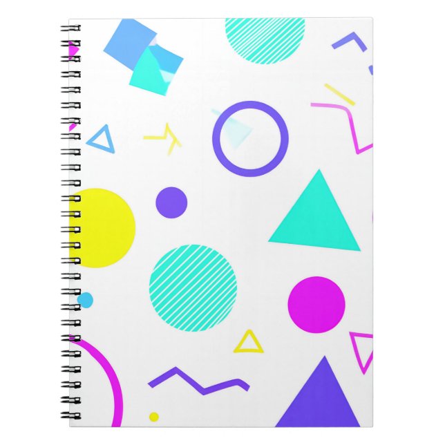 Caderno Espiral Retro 80s Memphis Geometric Pattern (Frente)