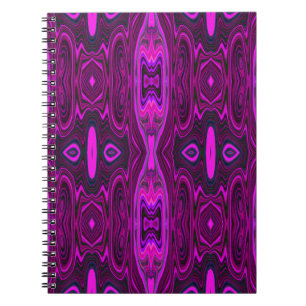 Caderno Espiral Retro Abstract Hot Pink and Magenta Pattern