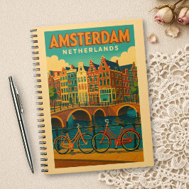 Caderno Espiral Retro Amsterdã Holanda