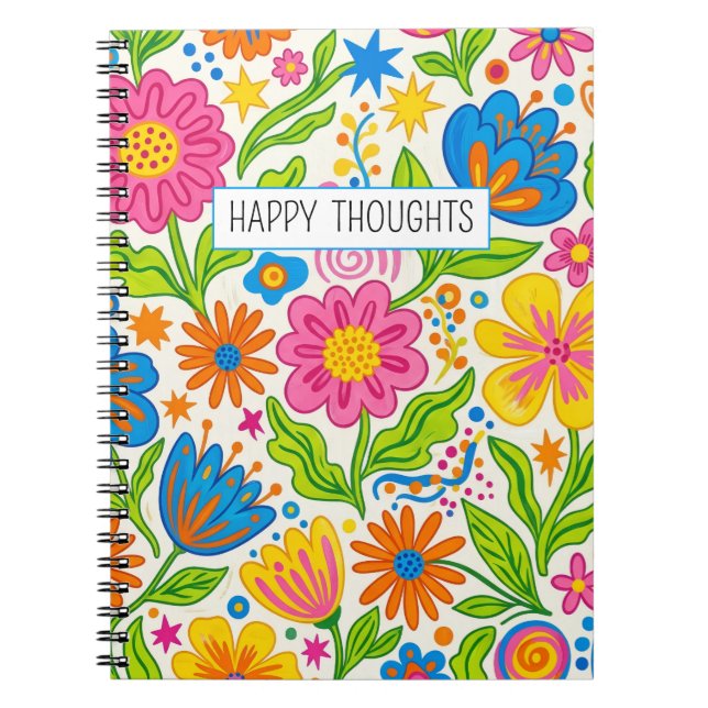 Caderno Espiral Retro Bloom Floral (Frente)