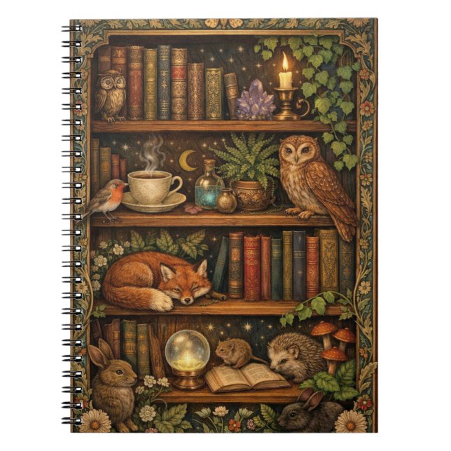 Caderno Espiral Retro book lover woodland animals (Frente)