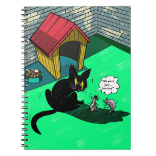 Caderno Espiral Retro Cartoon Black Cat and Mice Photo Notebook