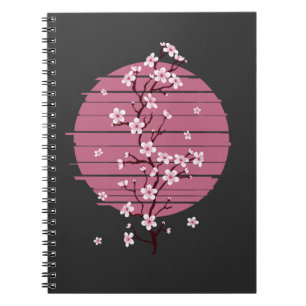 Caderno Espiral Retro Cherry Blossom - Árvore Sakura Japonesa