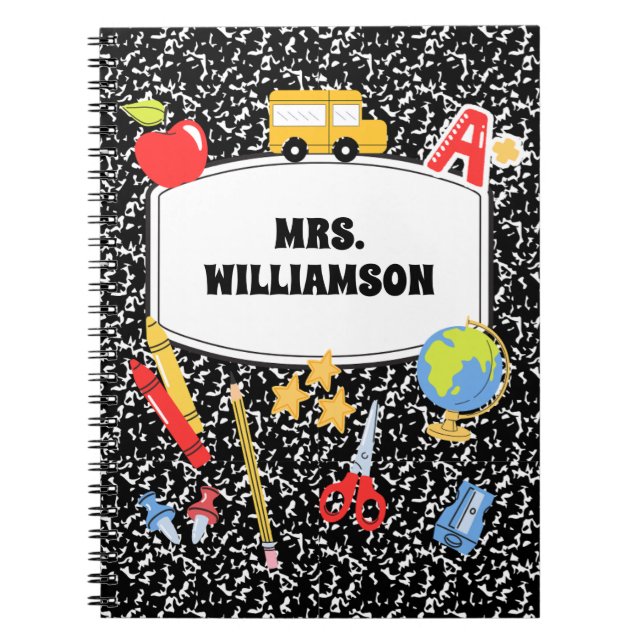 Caderno Espiral  Retro Composition Notebook Back to School  (Frente)