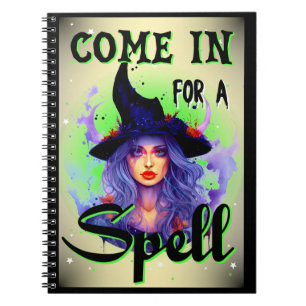 Caderno Espiral Retro Cute Witchy Halloween