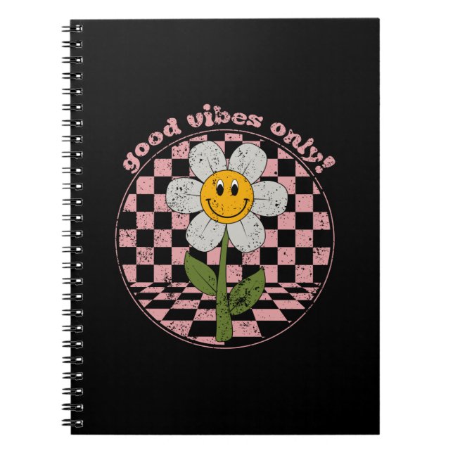 Caderno Espiral Retro Daisy dos anos 70 | Apenas boas vibrações (Frente)