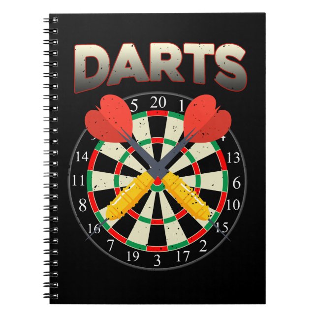 Caderno Espiral Retro Darts Player do Dartboard Dart (Frente)