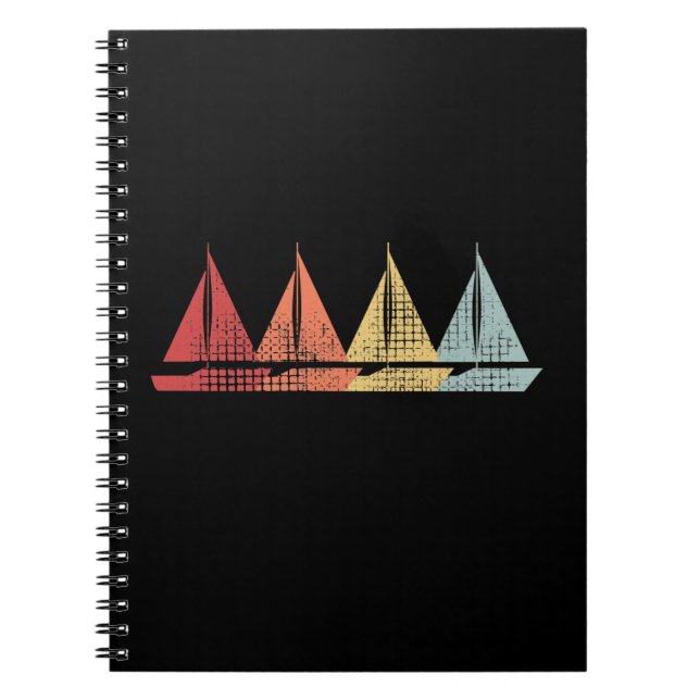 Caderno Espiral Retro de Barcos de Navegação (Frente)