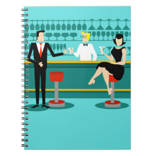 Caderno espiral retro de sala de estar de cocktail