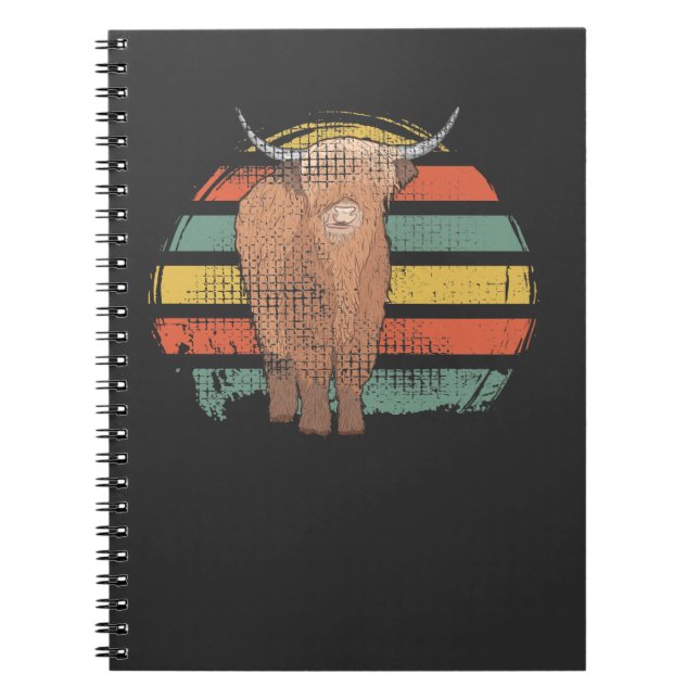 Caderno Espiral Retrô de Vaca Highland (Frente)