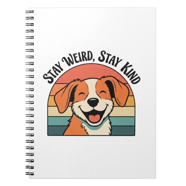 Caderno Espiral Retro Dog Positive Quote Lined Notebook (Frente)