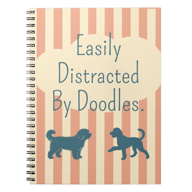 Caderno Espiral Retro Doodle Silhouette Easily Distracted Notebook (Frente)