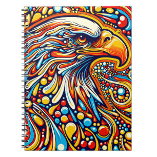 Caderno Espiral Retro Eagle Pulse – Arte Colorida Psicodélica