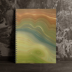 Caderno Espiral Retro Earthy Strata   Agato Tonelado Neutro Vintag